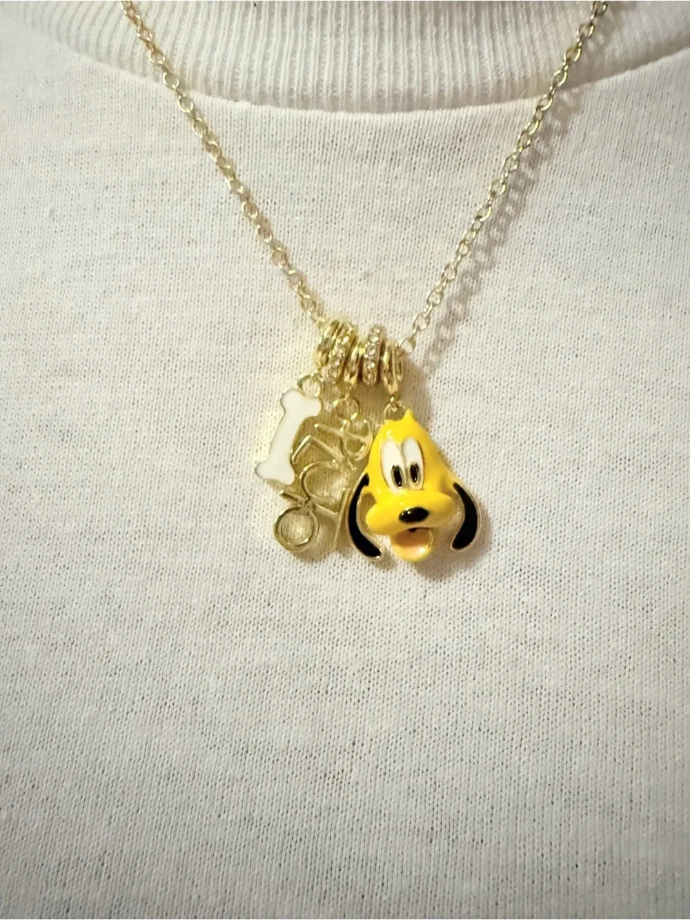 Pluto Yellow Enamel Dog Charm Necklace - Pets Dog Accessory